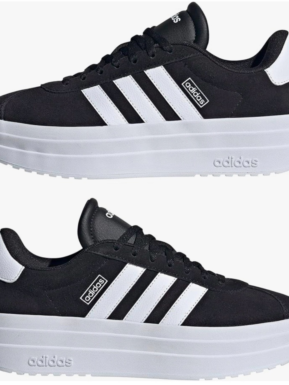 adidas Women's Platform Court Sneakers - Black/White - Picture 3 of 7
